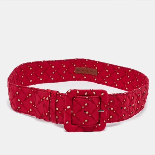 Marni Red/Beige Perforated Fabric Buckle Belt M - Marni - Modalova