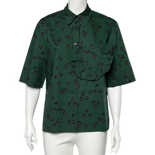 Marni Green Printed Ruffled Trim Pocket Detailed Button Front Shirt S - Marni - Modalova