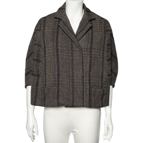 Marni Grey Checkered Wool Oversized Cropped Jacket M - Marni - Modalova