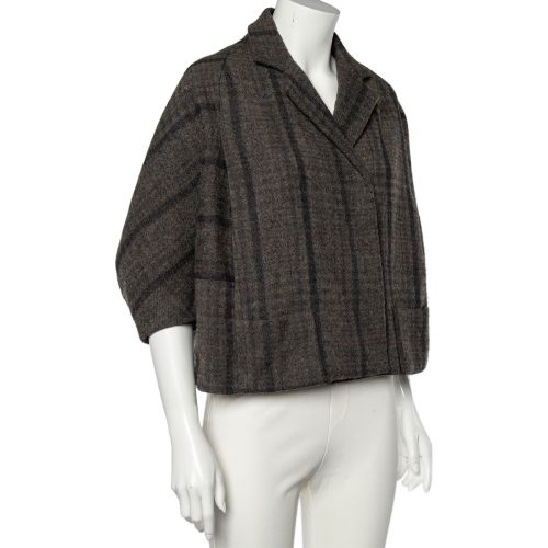 Checkered Wool Oversized Cropped Jacket M - Marni - Modalova