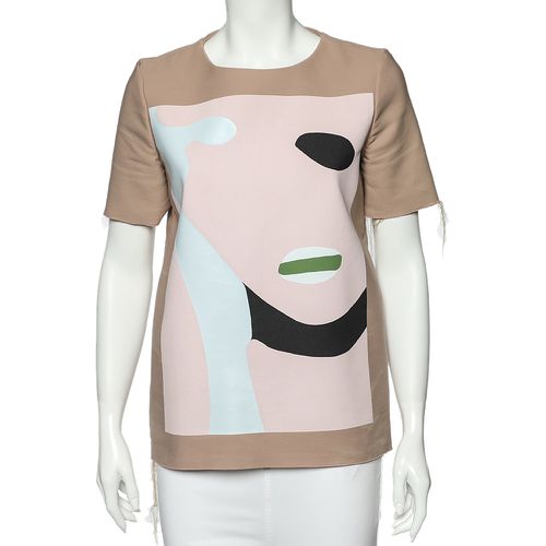 Marni Dusky Pink Printed Cotton Frayed Detailed Top S - Marni - Modalova