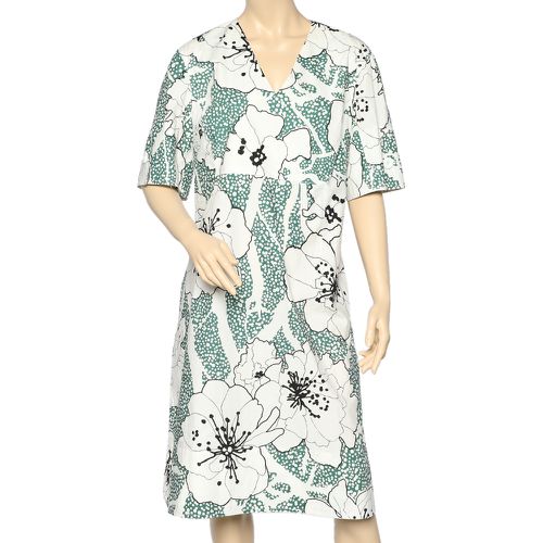 Marni White Floral Printed Cotton V-Neck Midi Dress L - Marni - Modalova