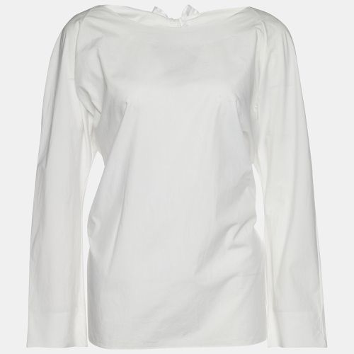 Marni White Cotton Tie Detail Round Neck Long Sleeve Blouse L - Marni - Modalova