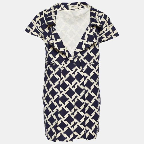 Marni Blue Houndstooth Print Cotton Short Sleeve Coat M - Marni - Modalova