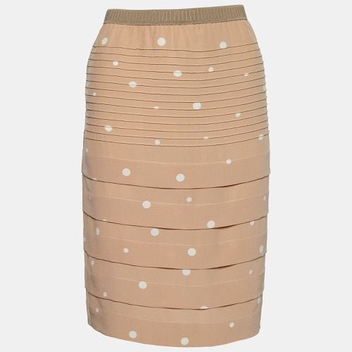 Marni Beige Polka Dot Print Silk Pin Tuck Detail Pencil Skirt S - Marni - Modalova