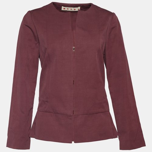 Marni Burgundy Cotton & Linen Peplum Jacket M - Marni - Modalova