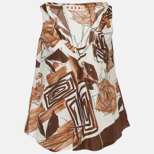 Cream Cotton Abstract Print Sleeveless Top M - Marni - Modalova