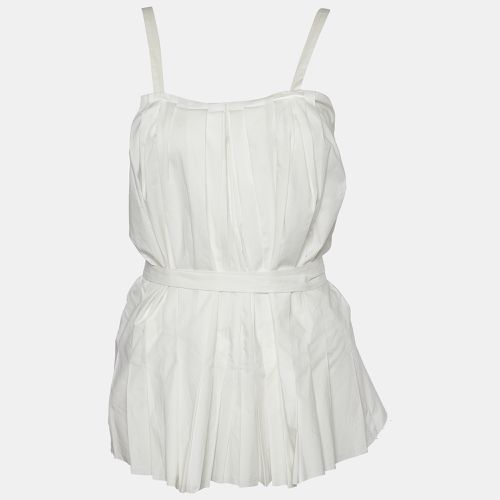 Marni White Cotton Pleated Tie Detail Top M - Marni - Modalova