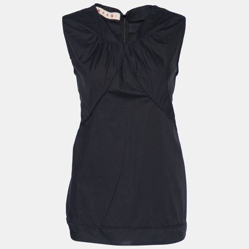 Marni Black Cotton Gather Detail Sleeveless Top M - Marni - Modalova