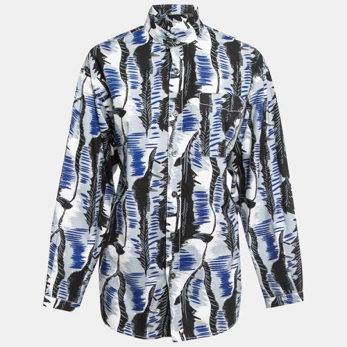 Marni Blue/Black Printed Cotton Button Front Full Sleeve Oversized Shirt S - Marni - Modalova