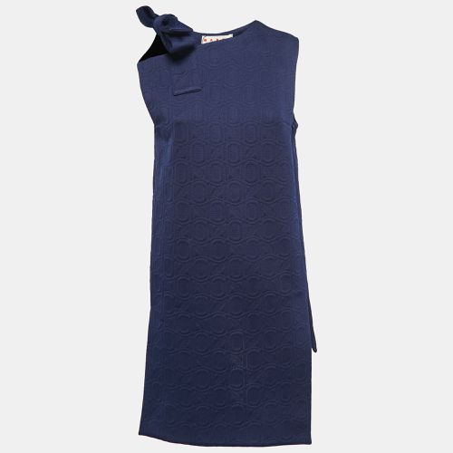 Marni Navy Blue Jacquard Bow Detail Sleeveless Short Dress S - Marni - Modalova