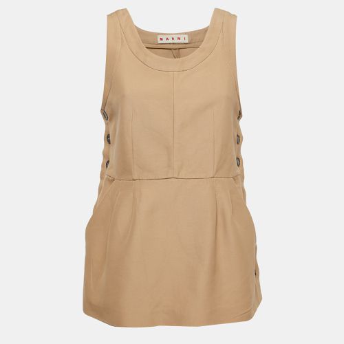 Marni Beige Cotton Buttoned Sleeveless Peplum Top M - Marni - Modalova