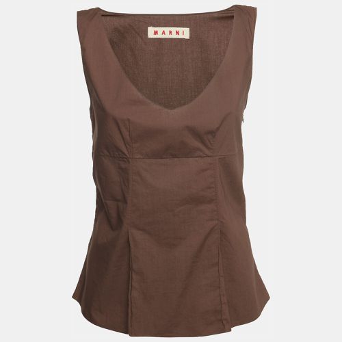 Marni Brown Cotton V-Neck Sleeveless Top S - Marni - Modalova