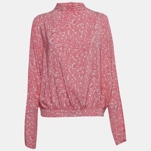 Marni Pink Floral Print Silk High Neck Long Sleeve Blouse S - Marni - Modalova