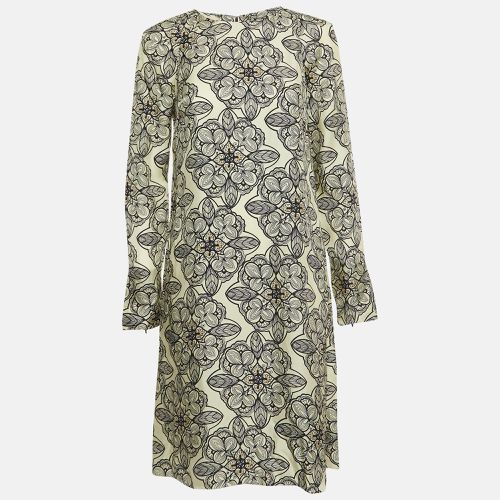 Marni Cream Floral Print Silk Long Sleeve A-Line Dress M - Marni - Modalova