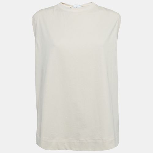 Marni Beige Open Back Tie-Up Cotton Sleeveless T-Shirt M - Marni - Modalova