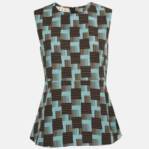 Marni Blue Print Wool and Silk Sleeveless A-Line Top S - Marni - Modalova