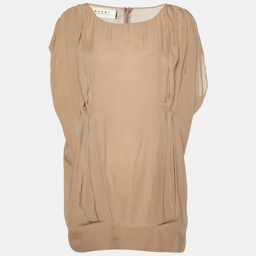 Marni Beige Pleated Crepe Loose Fit Blouse M - Marni - Modalova