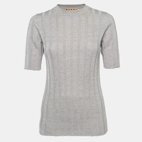 Marni Silver Lurex Knit Mock Neck Top M - Marni - Modalova