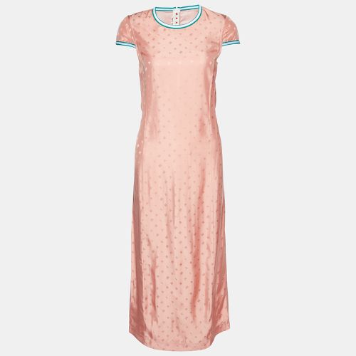 Marni Coral Pink Logo Pattern Sateen Maxi Dress S - Marni - Modalova