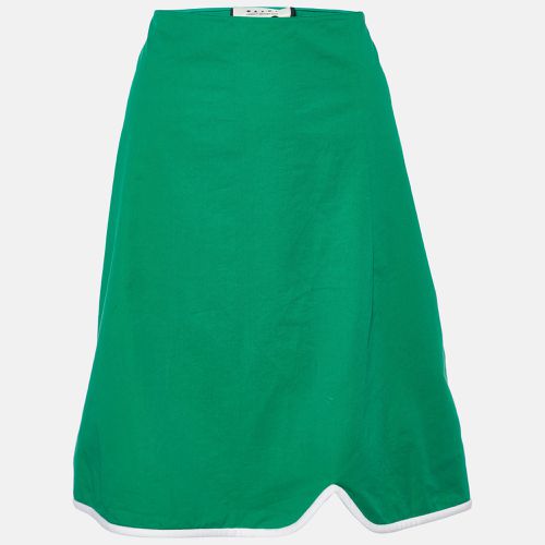 Cotton Contrast Trim Knee Length Skirt M - Marni - Modalova