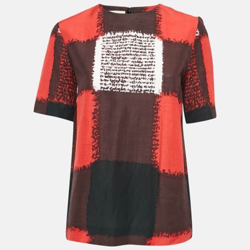 Marni Red Checks Print Crepe Short Sleeve Top S - Marni - Modalova