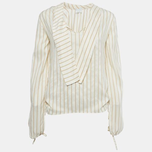 Marni Cream Stripe Silk Neck Tie-Up Detail Blouse S - Marni - Modalova