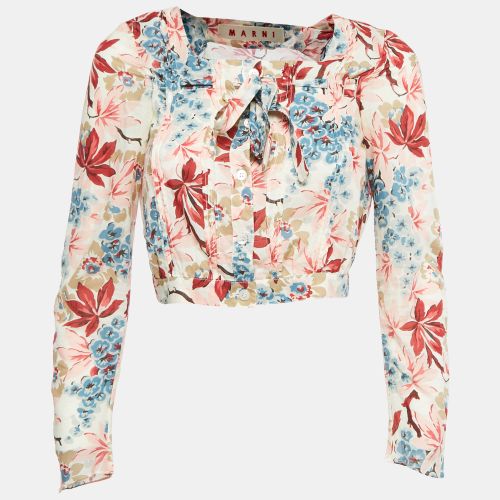 Floral Print Cotton Tie-Up Detail Blouse S - Marni - Modalova