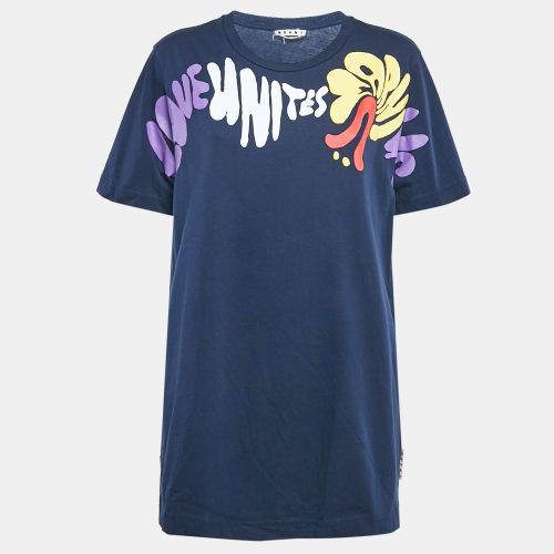 Marni Navy Blue Printed Cotton Crew Neck T-Shirt XL - Marni - Modalova