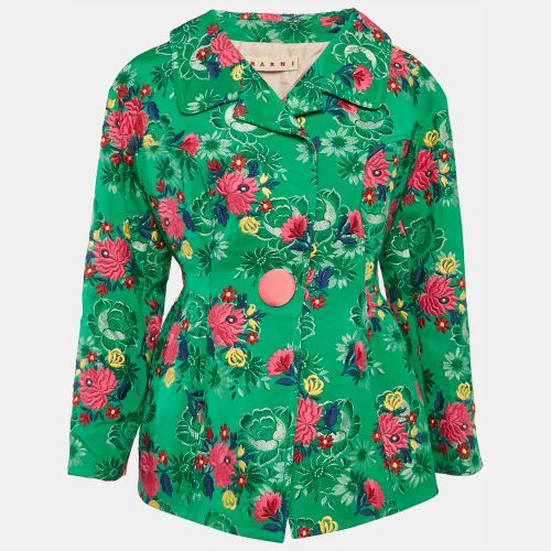 Marni Green Floral Embroidered Jacquard Short Coat S - Marni - Modalova