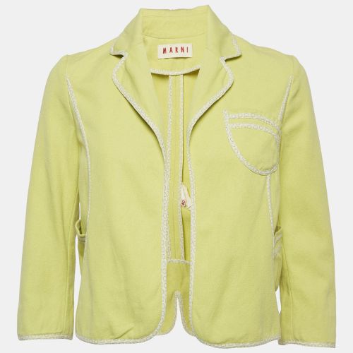 Marni Green Canvas Contrast Trimmed Open Front Jacket M - Marni - Modalova