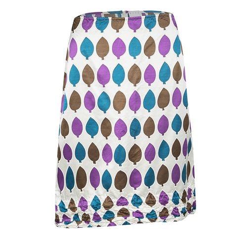 Marni Multicolor Leaf Print Ruched Hem Detail Satin Skirt S - Marni - Modalova