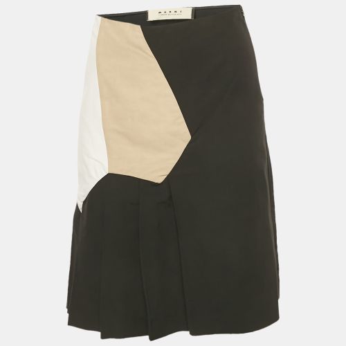 Marni Black Cotton Blend Pleated Knee Length Skirt S - Marni - Modalova