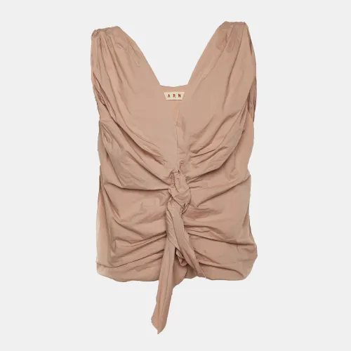 Marni Coral Pink Cotton Ruched Sleeveless Top M - Marni - Modalova
