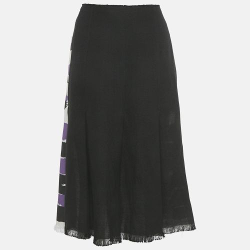 Marni Black /Purple Striped Hemp Blend Wrap Midi Skirt M - Marni - Modalova