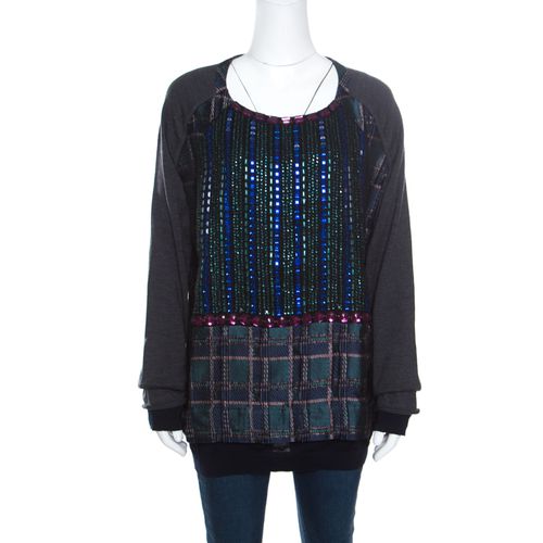 Marni Multicolor Crystal Embellished Bodice Detail Raglan Sleeve Pullover M - Marni - Modalova