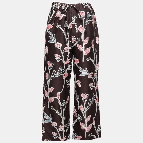 Dark Raisin Honan Kew Print Cotton Silk Wide Leg Trousers S - Marni - Modalova