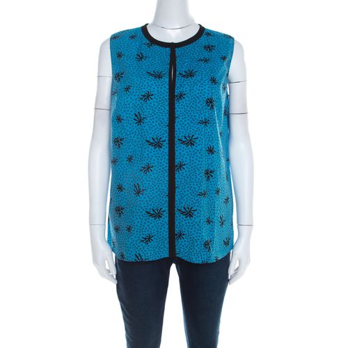 Marni Blue and Black Printed Cotton Sleeveless Top M - Marni - Modalova