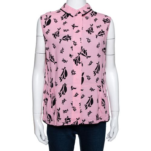 Marni Pink Crepe Abstract Print Dual Collar Sleeveless Top M - Marni - Modalova