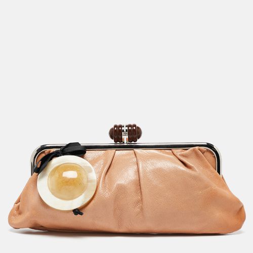 Marni Brown Leather Embellished Frame Clutch - Marni - Modalova