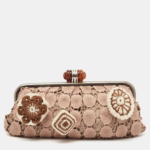 Marni Dusty Pink Crochet Embellished Frame Clutch - Marni - Modalova