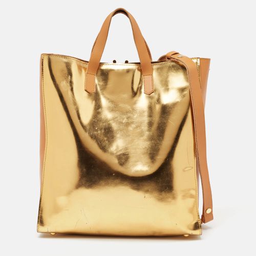 Marni Gold/Beige Patent and Leather Pushlock Tote - Marni - Modalova