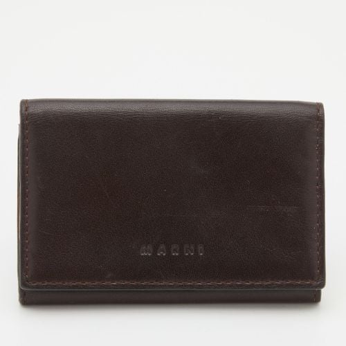 Marni Dark Brown Leather Card Holder - Marni - Modalova