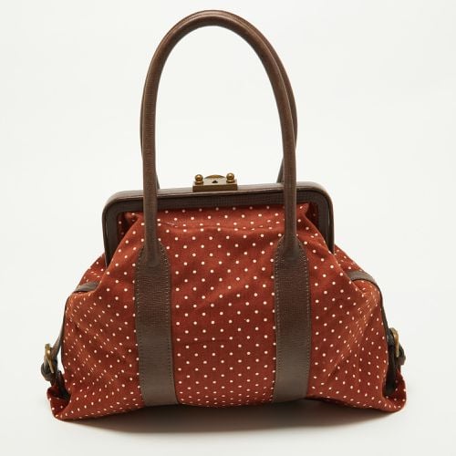 Marni Brown Polka Canvas and Leather Frame Bag - Marni - Modalova