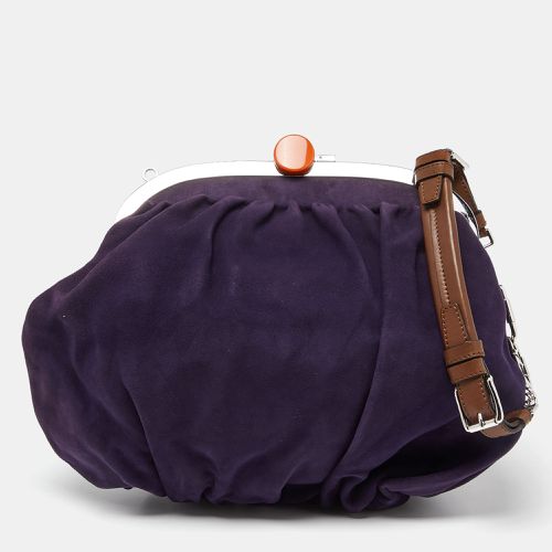 Marni Purple Suede and Leather Frame Shoulder Bag - Marni - Modalova