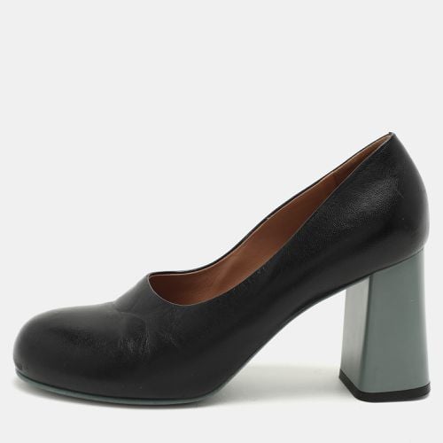 Marni Black Leather Round Toe Block Heel Pumps Size 39.5 - Marni - Modalova