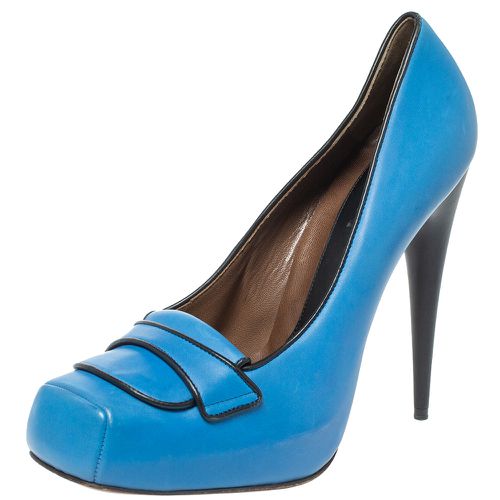 Marni Blue Leather Platform Loafer Pumps Size 40 - Marni - Modalova