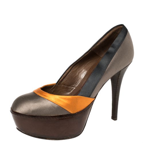 Marni Tri Color Satin Platform Pumps Size 38 - Marni - Modalova