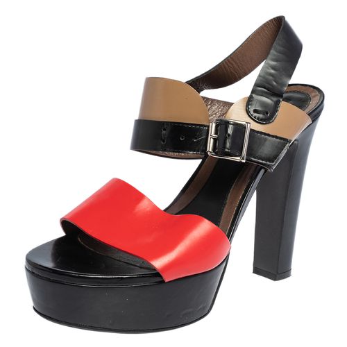 Marni Tricolor Leather Platform Ankle Strap Sandals Size 40 - Marni - Modalova