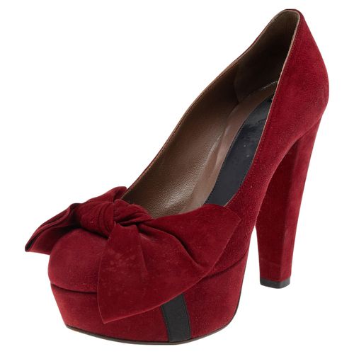 Marni Red Suede Bow Platform Pumps Size 37 - Marni - Modalova